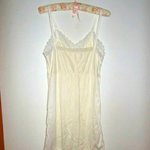 80s white eyelet trim Negligee S - Picture 2 of 3